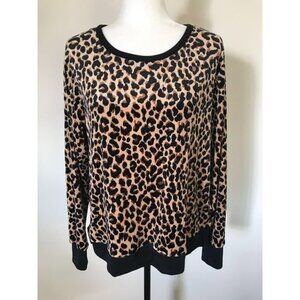 KATE SPADE Super Soft Velour Top Womens Size Medium Leopard Print